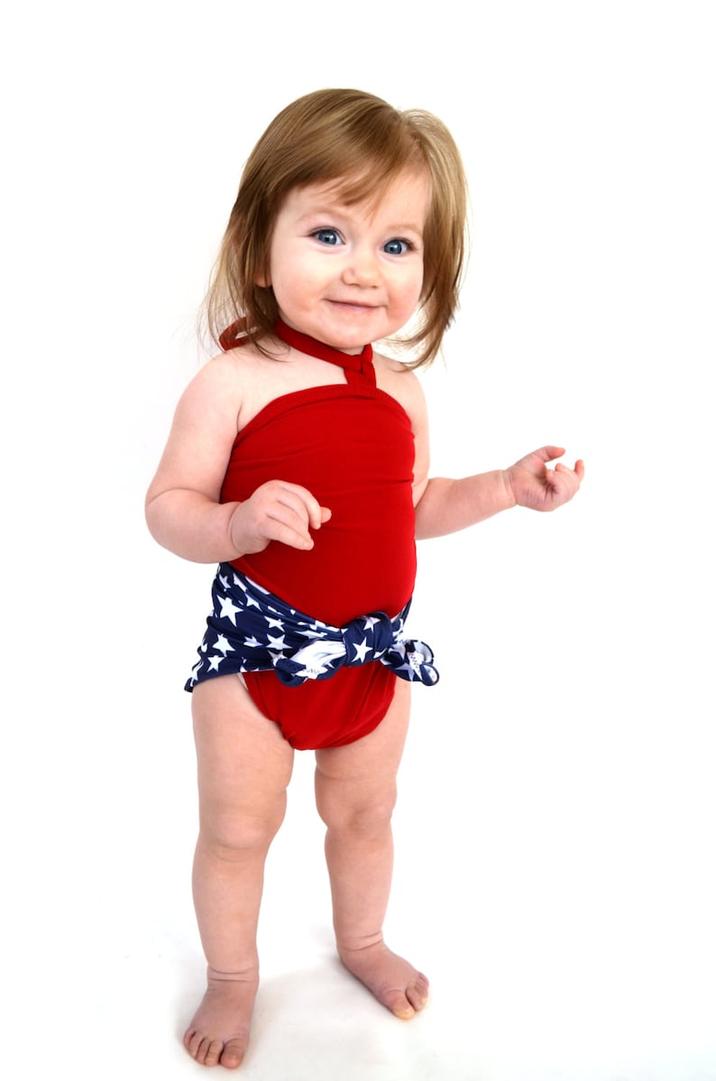Baby Bathing Suit Red White and Blue Patriotic Summer Outdoors Etsy
