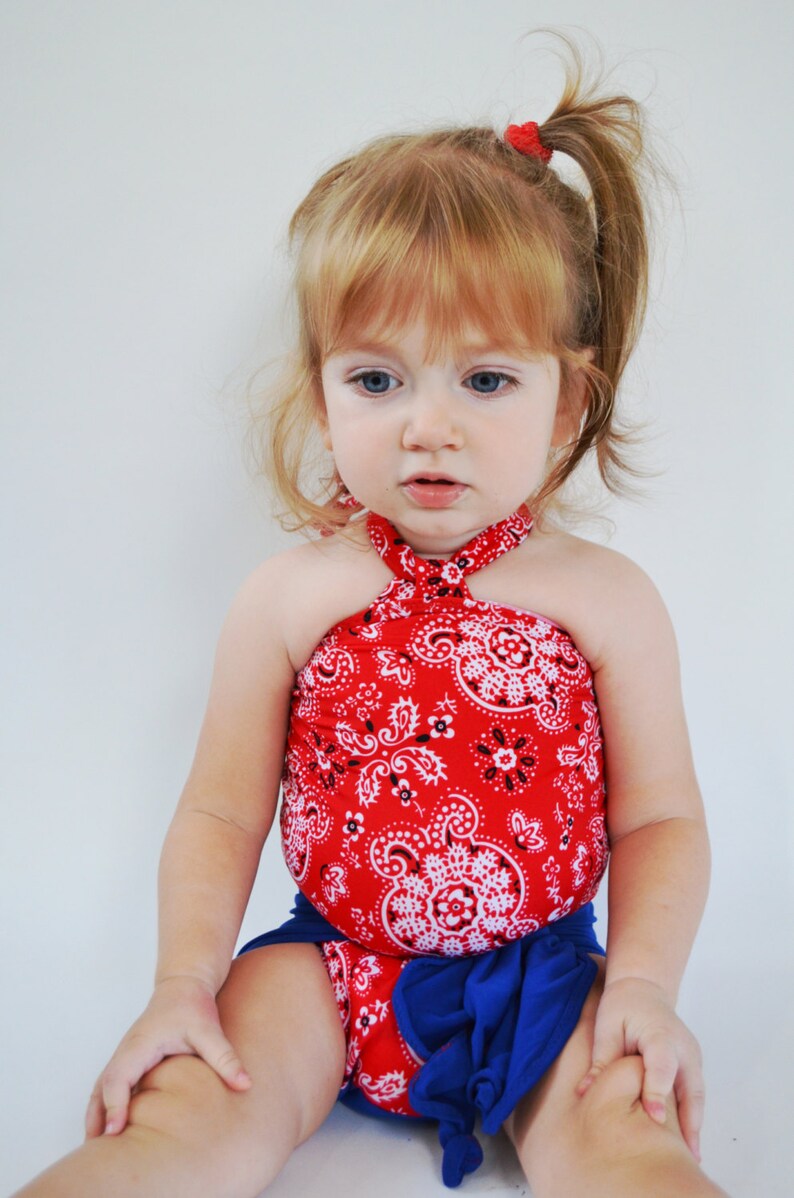 Baby Bathing Suit Red Bandana w/ Royal Blue Wrap Around Etsy