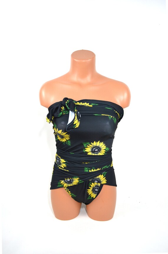 black sunflower bathing suit