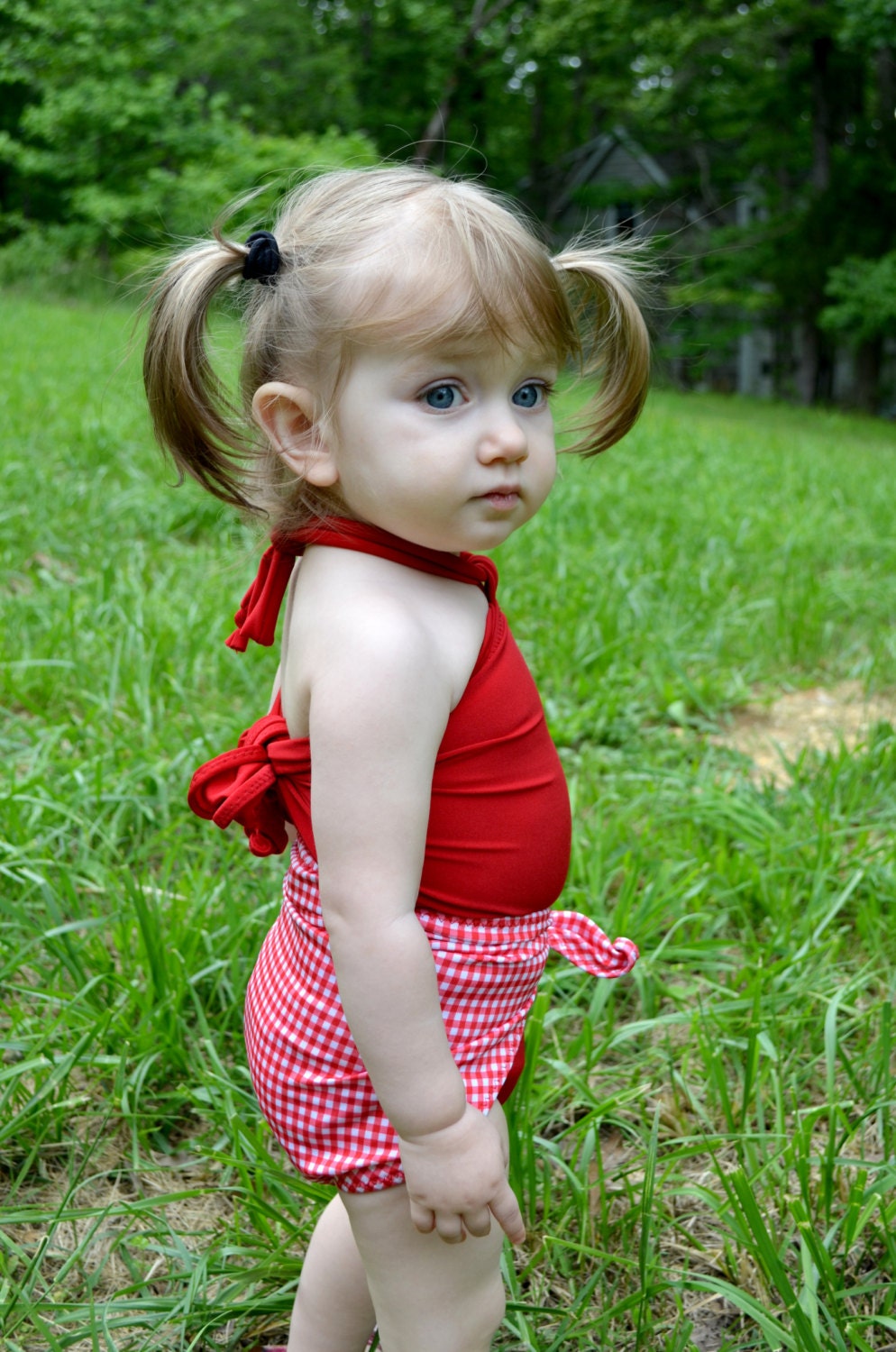 Girls Swimwear Toddler Swim Suit Baby Bathing Suit in Red Etsy