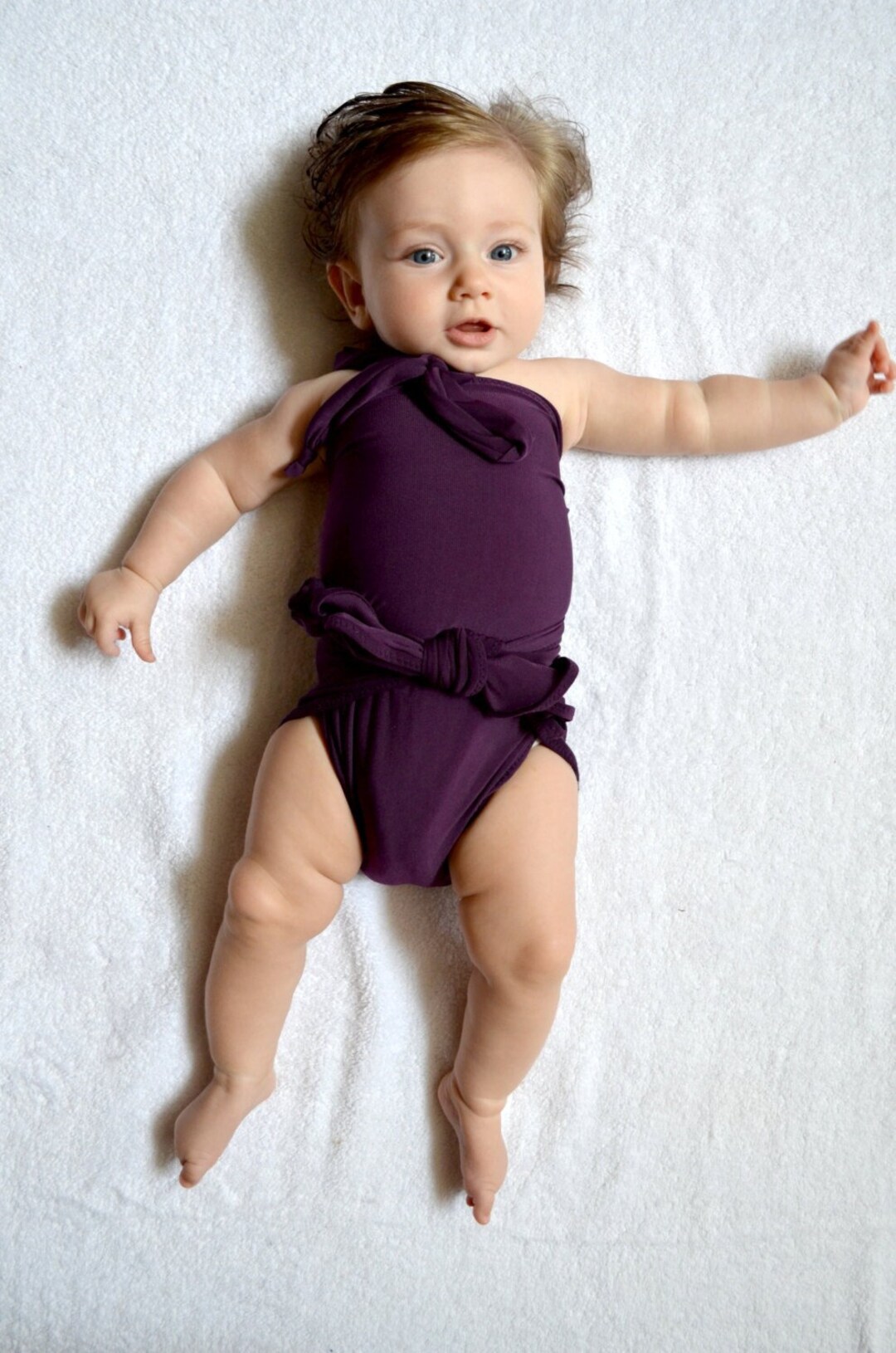 Baby Bathing Suit Plum Deep Purple One Wrap Swimsuit Girls Etsy