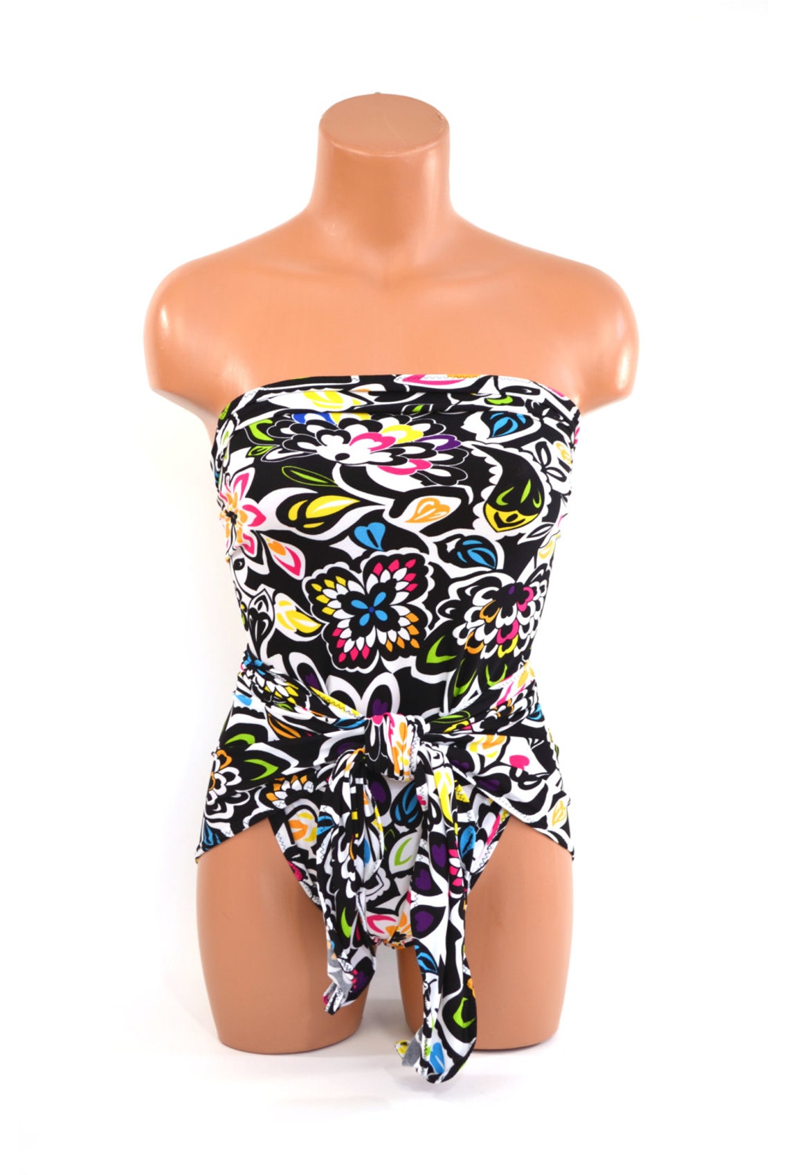 Womens One Wrap Medium Bathing Suit Wrap Around Swimsuit Neon Etsy