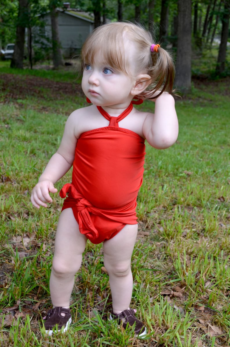 Baby Bathing Suit Tomato Red Wrap Around Swimsuit Toddler - Etsy Australia