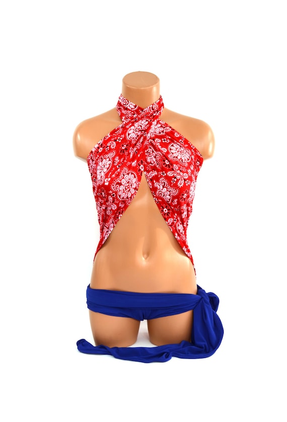 red bandana swimsuit
