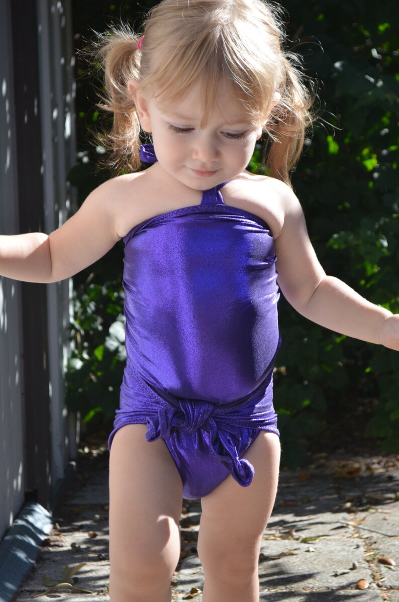 Baby Bathing Suit Metallic Eggplant Purple Wrap Around Etsy