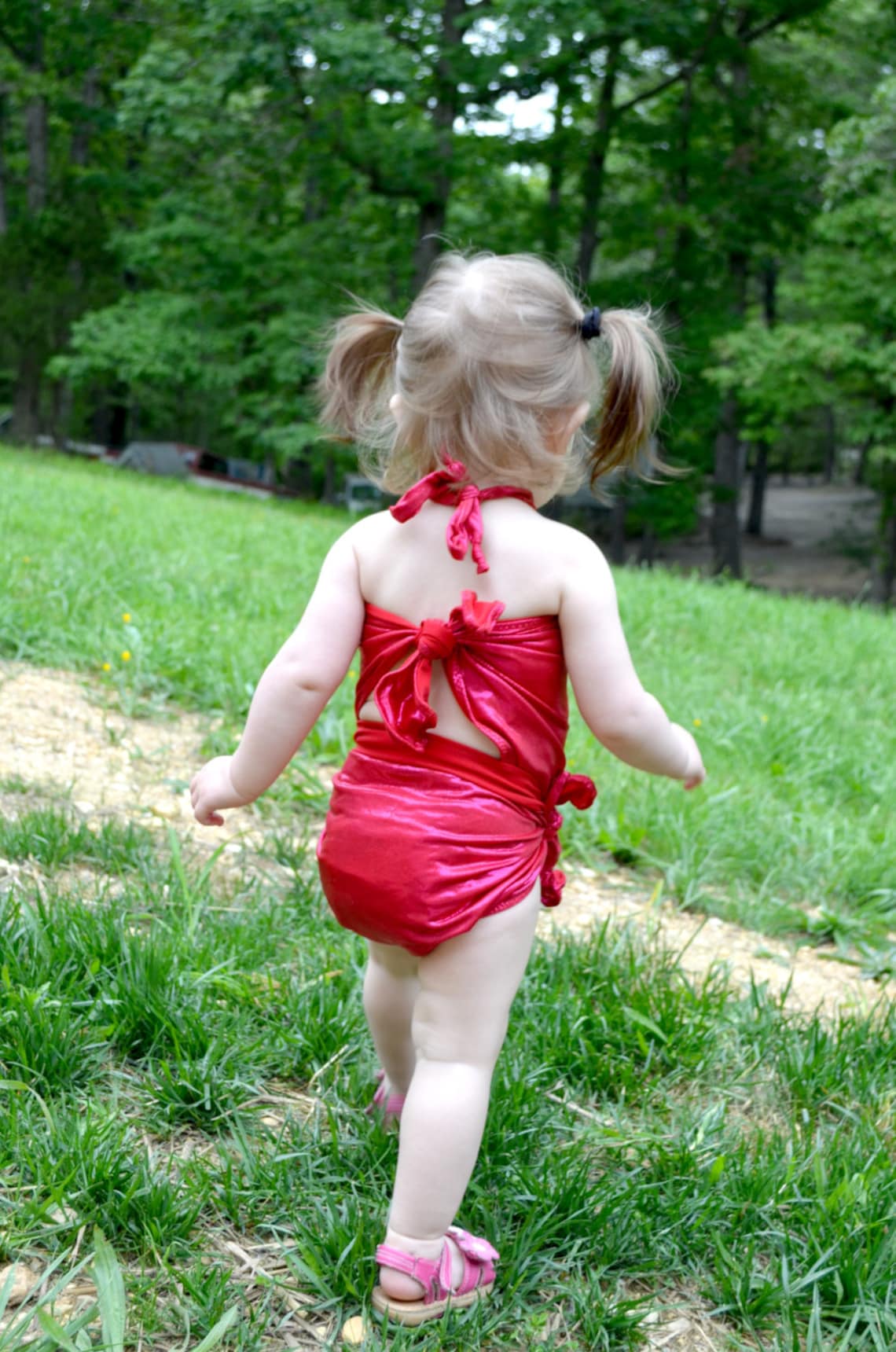 Baby Bathing Suit Metallic Ruby Red w/ Hot Pink Overtones Wrap Etsy