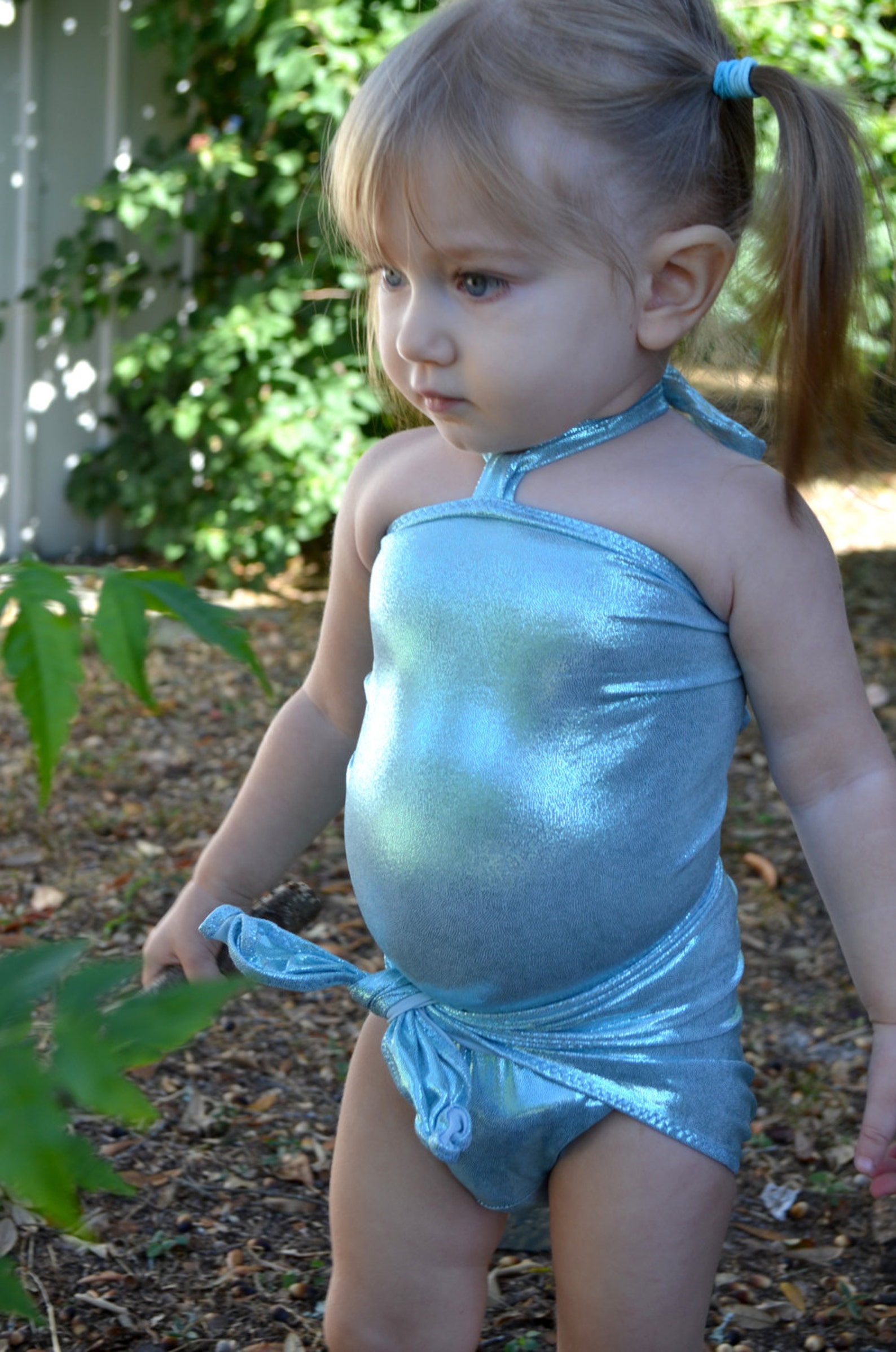 Baby Bathing Suit Metallic Pale Blue Wrap Around Swimsuit | Etsy