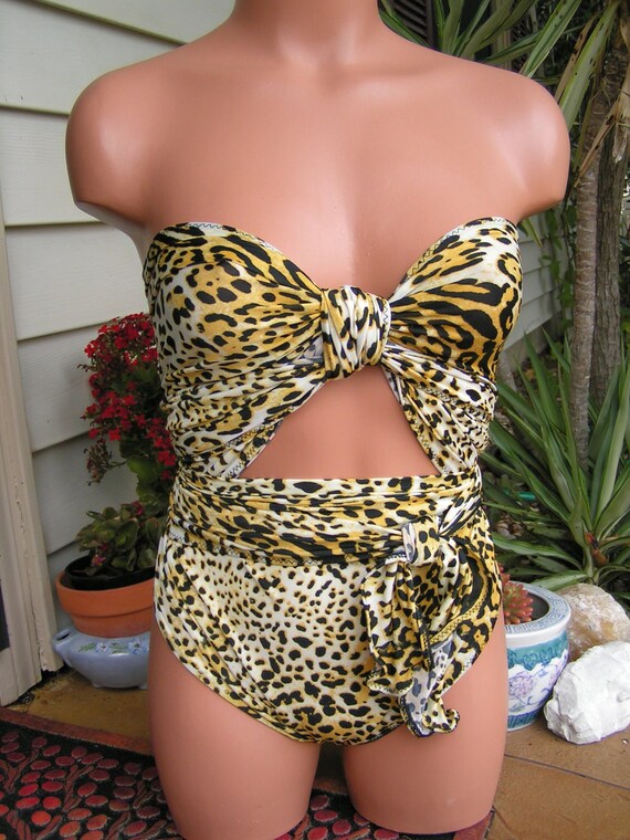 yellow cheetah print swimsuit