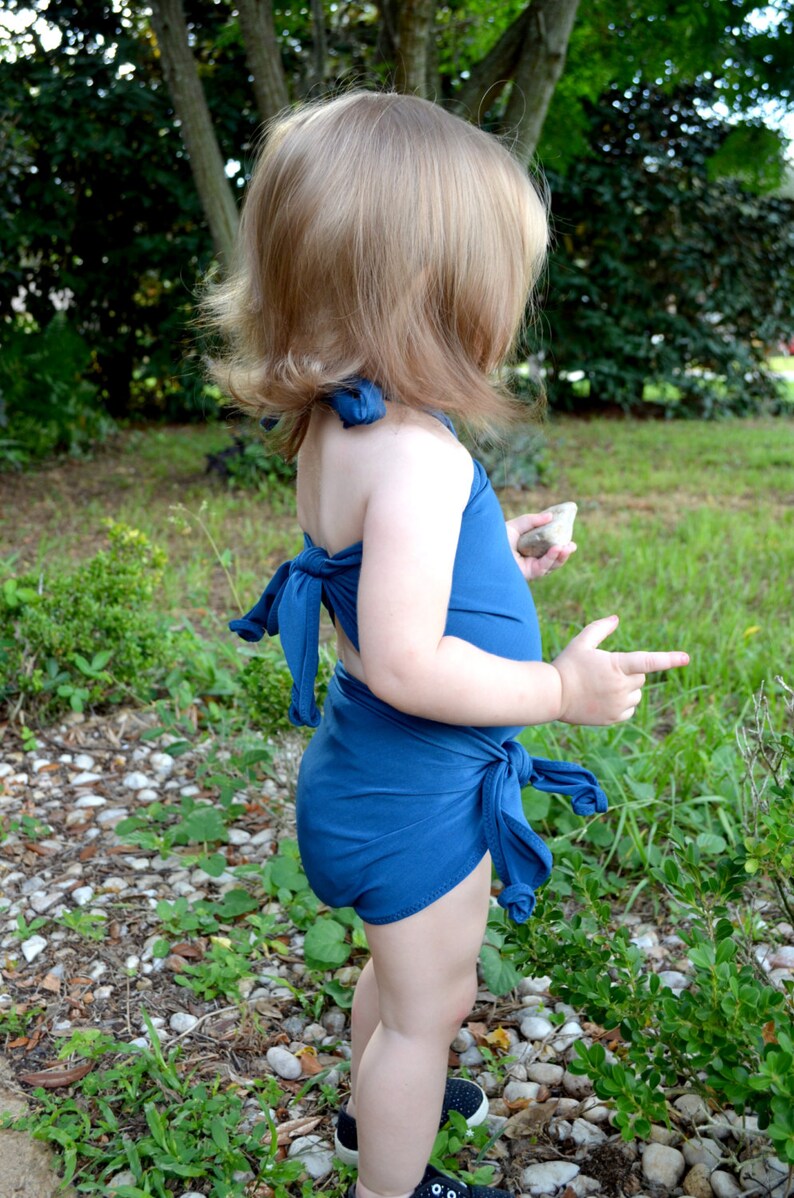 Girls Bathing Suit Teal Wrap Around Bikini Toddler Swimsuit Etsy