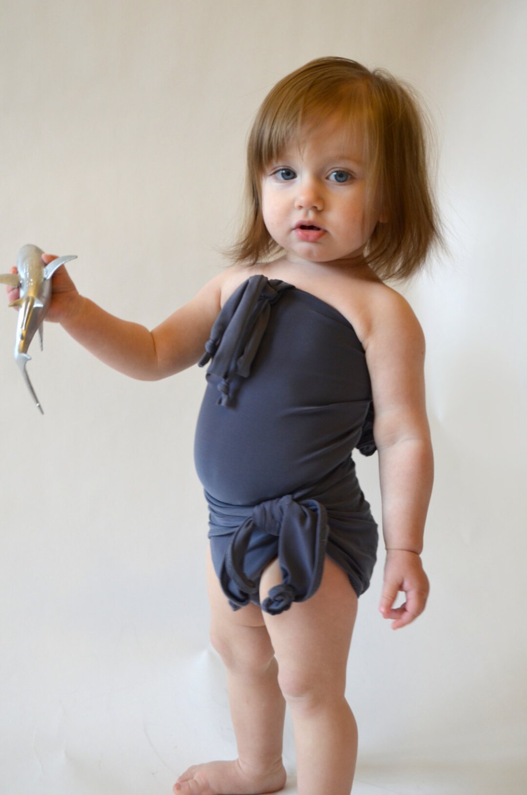 Girls Swimwear Baby Bathing Suit Light Grey Wrap Around Etsy