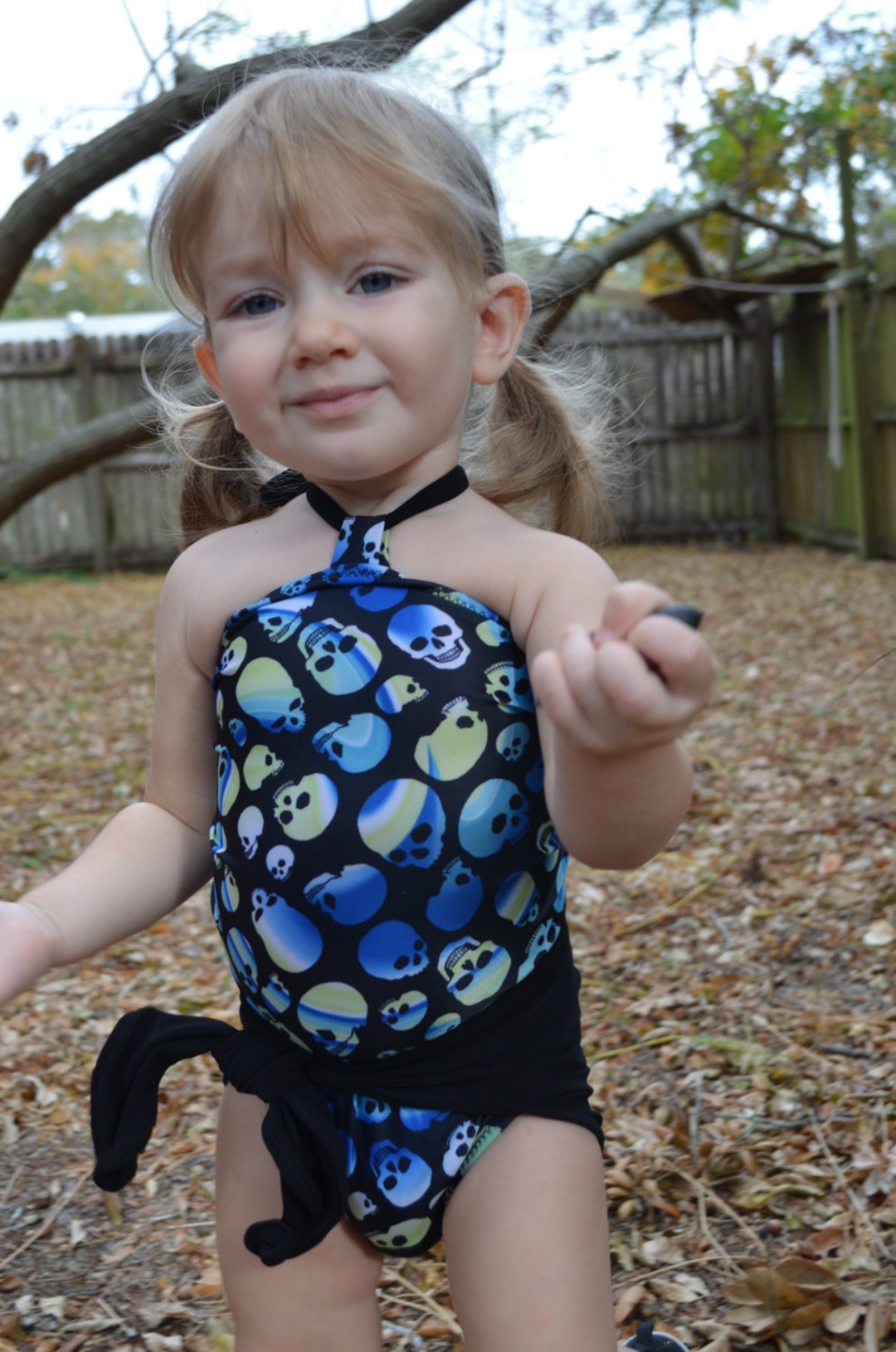 Baby Bathing Suit Skull Print Swimsuit With Classic Black One Etsy