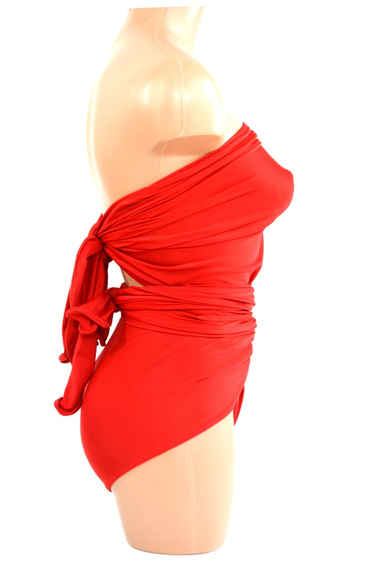 Tomato Red Bathing Suit in Medium Wrap Around Swimsuit One Etsy