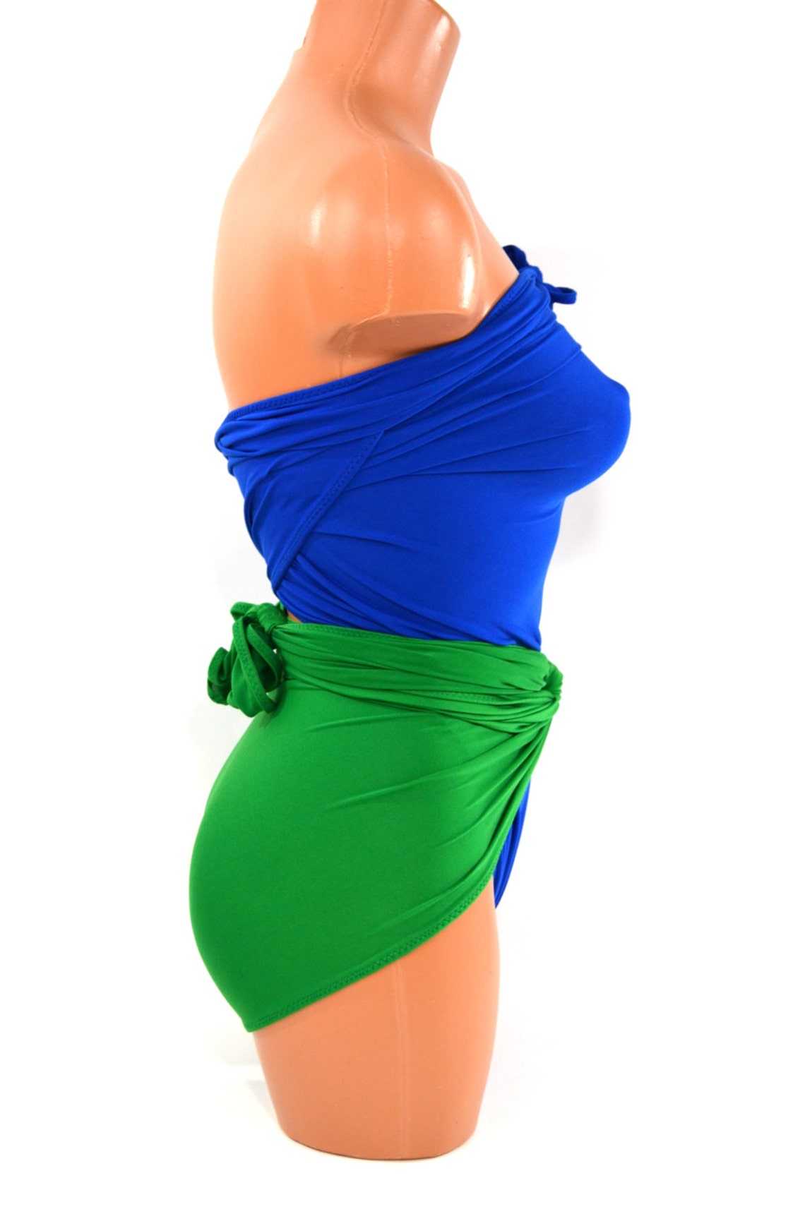 One Wrap Swimsuit Medium Bathing Suit Kelly Green w/ Royal | Etsy