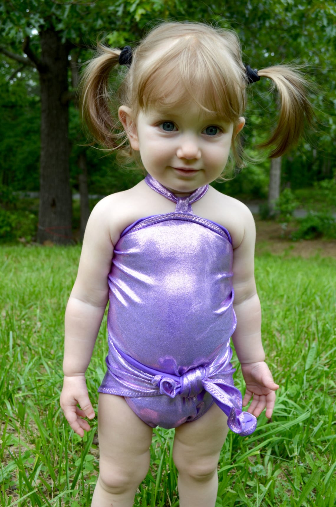 Baby Bathing Suit Metallic Lavender Wrap Around Swimsuit fits Etsy