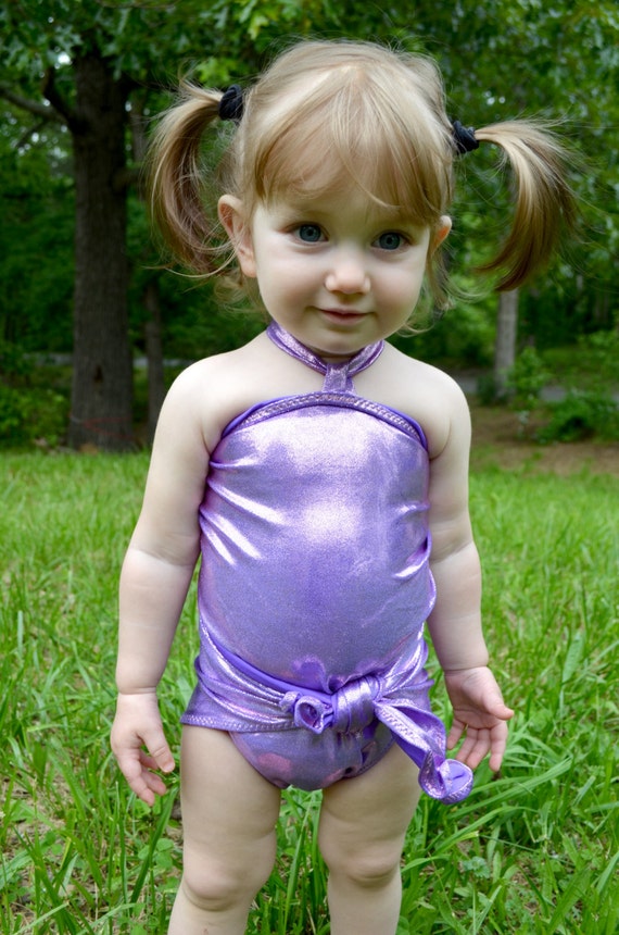 Baby Bathing Suit Metallic Lavender Wrap Around Swimsuit fits | Etsy