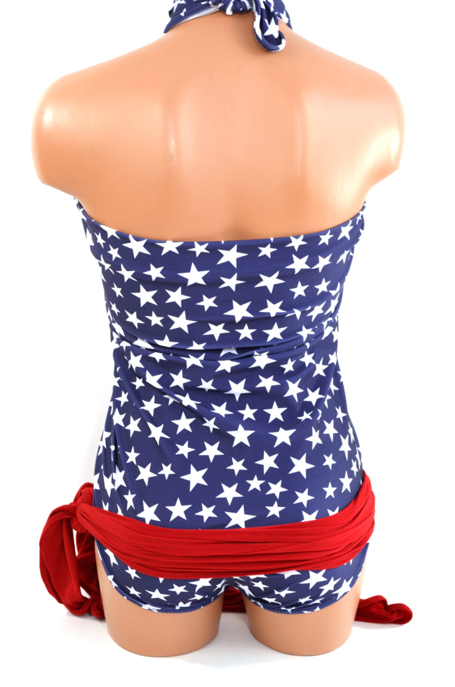 Medium Bathing Suit Americana Navy Blue with White Stars and Etsy