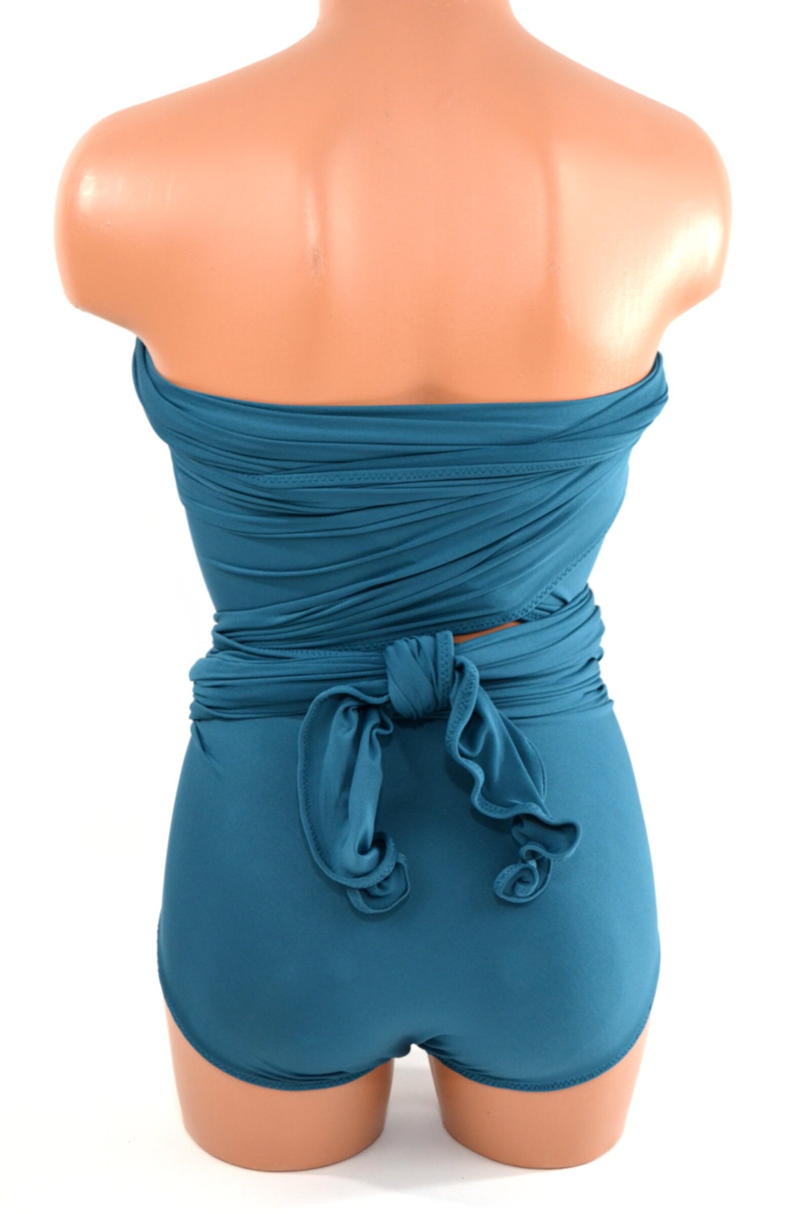 Large Bathing Suit Teal Wrap Around Swimsuit One Wrap Etsy