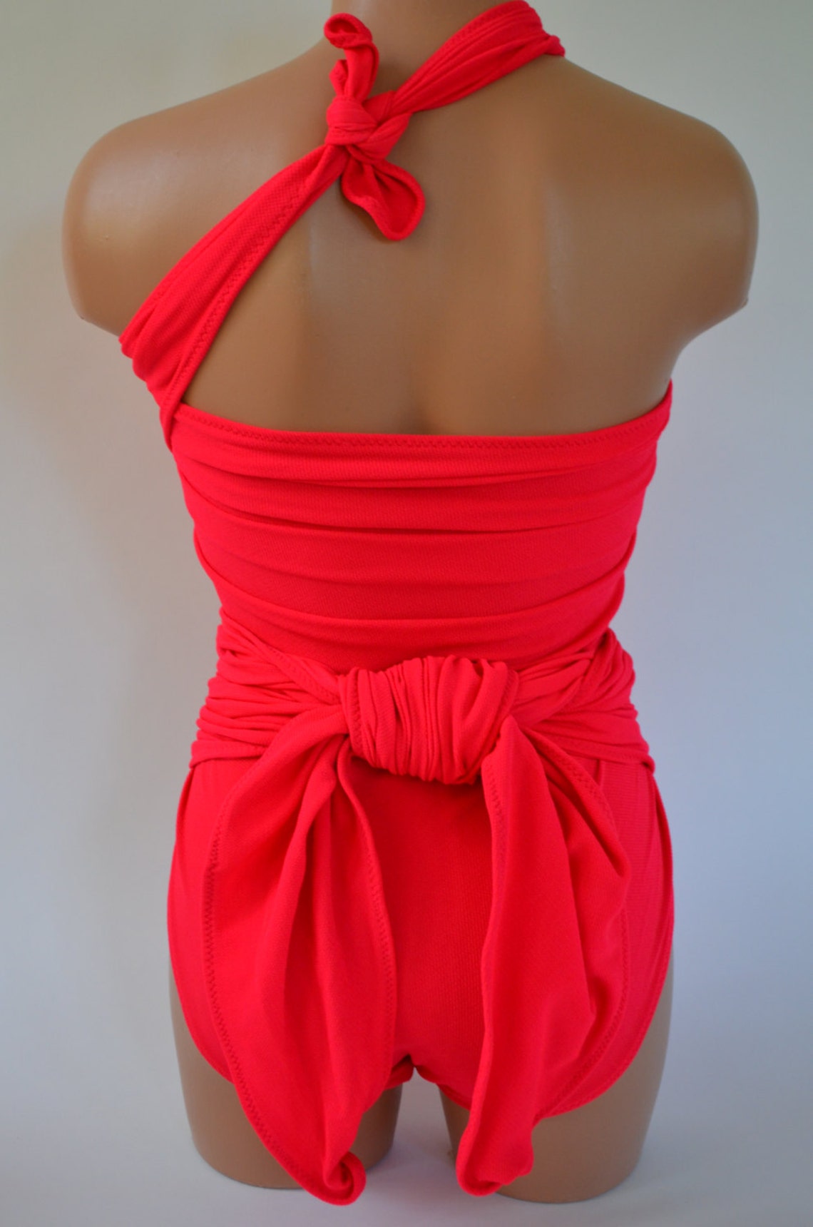 Medium Bathing Suit Hot Pink Wrap Around Swimsuit Modest Etsy