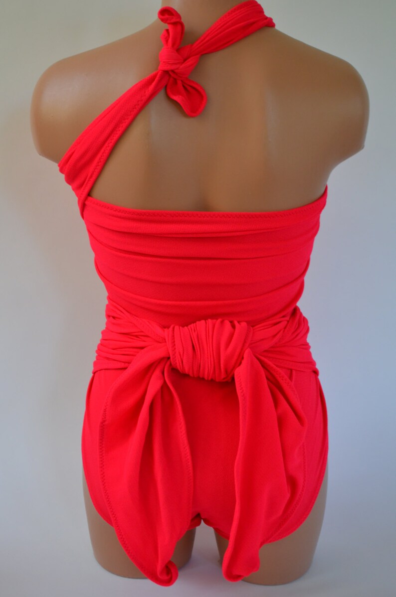 Medium Bathing Suit Hot Pink Wrap Around Swimsuit Modest Etsy