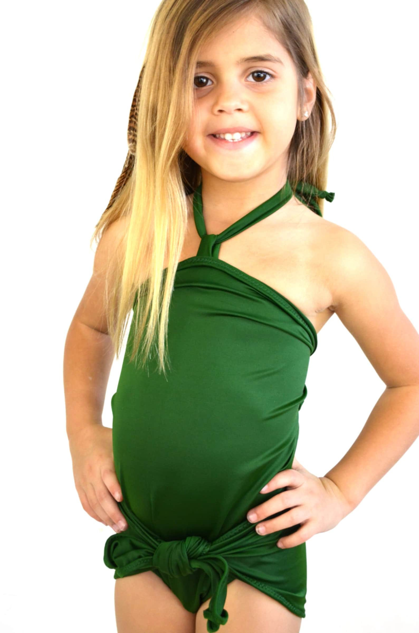 Toddler Girls Swimwear Baby Bathing Suit Hunter Green Wra