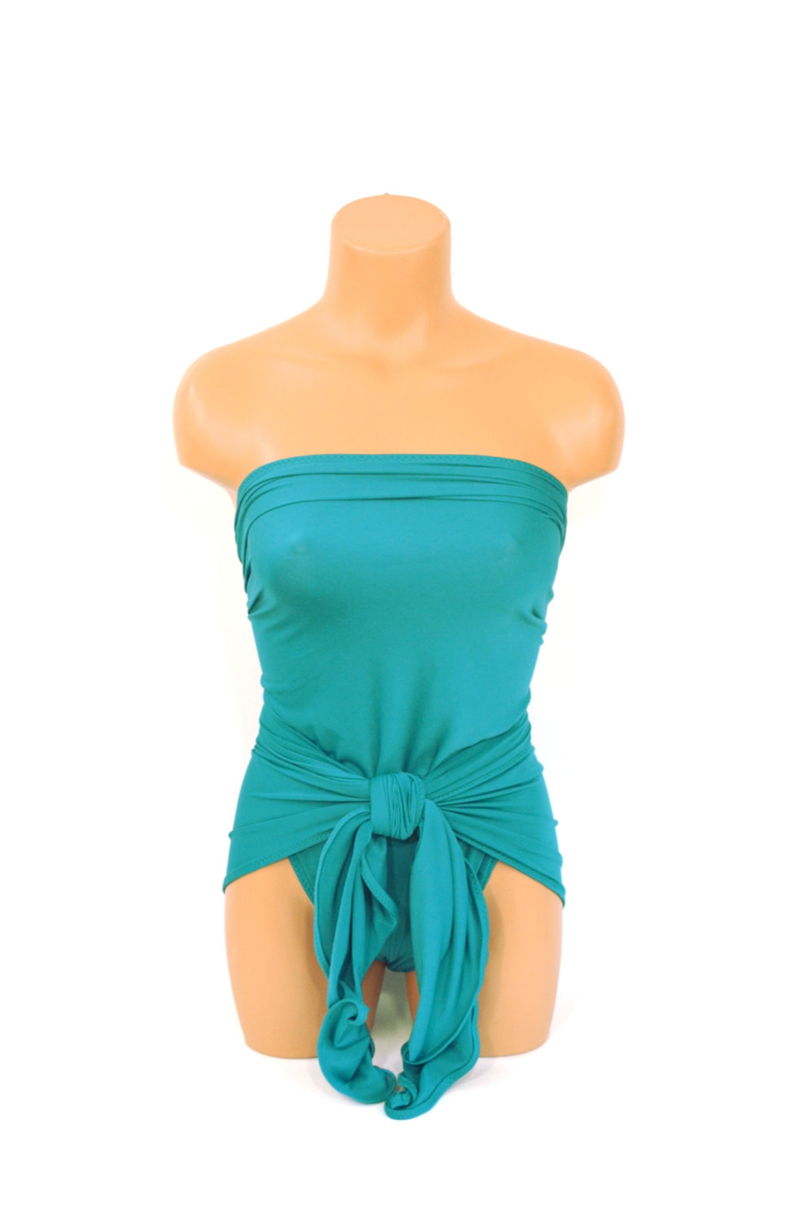 Bathing Suit Medium Turquoise Green Wrap Around Swimsuit One Etsy