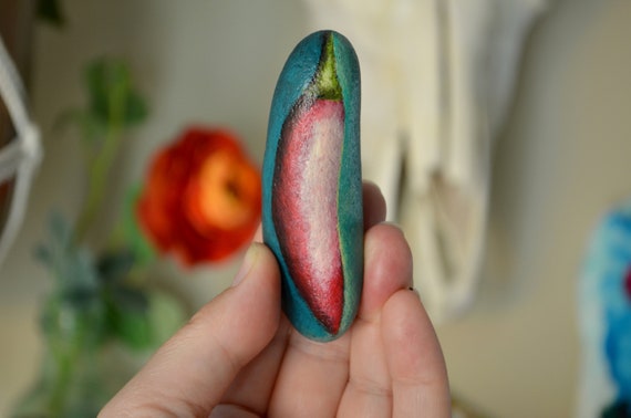 Chili Pepper Painted Rock Hand Painted Stone Kitchen Decor Etsy