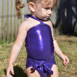 Baby Bathing Suit Metallic Eggplant Purple Wrap Around - Etsy