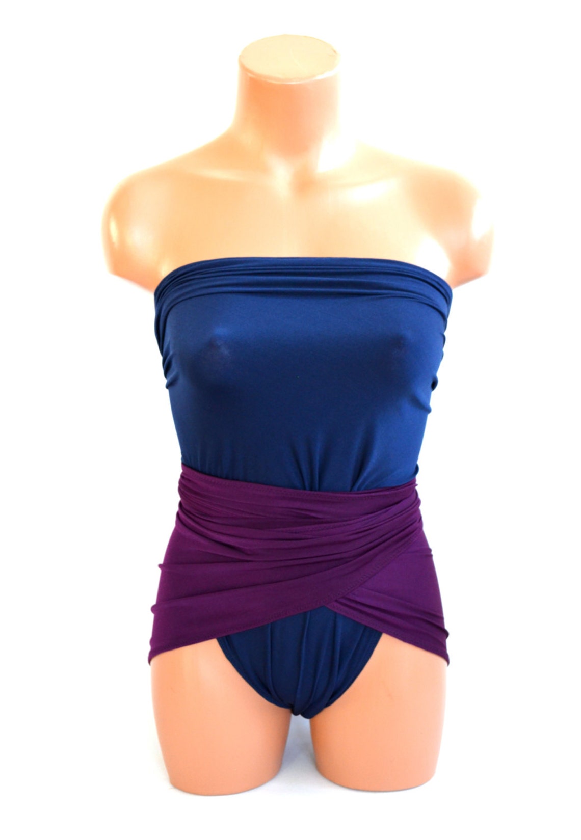 Large Bathing Suit Wrap Around Swimsuit Dark Navy Blue and Etsy