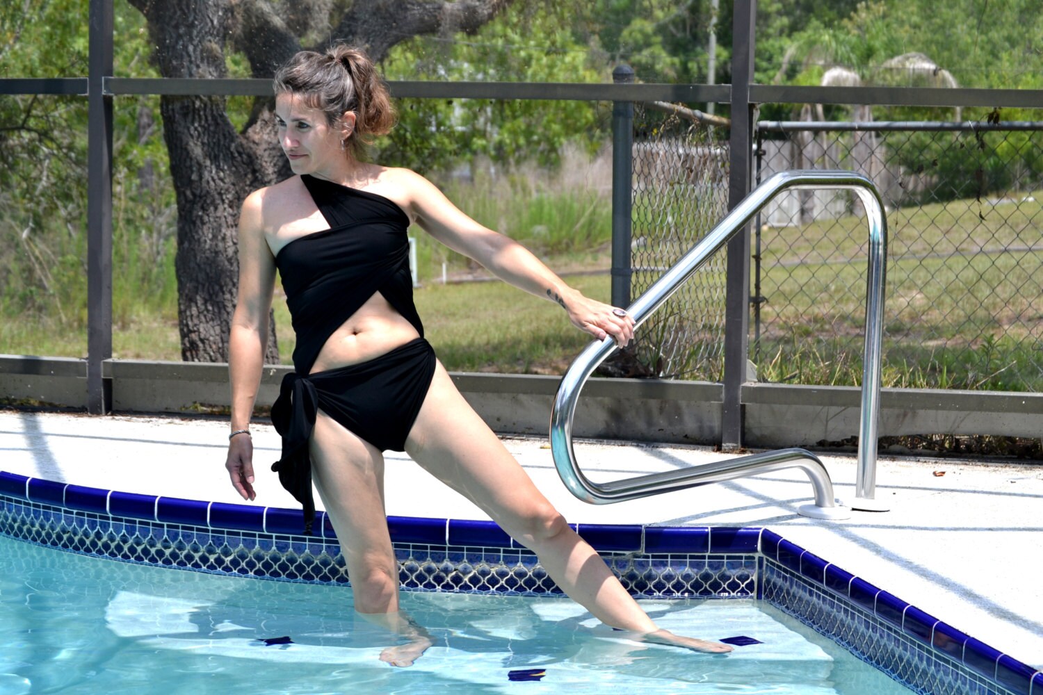 black swimsuit wrap