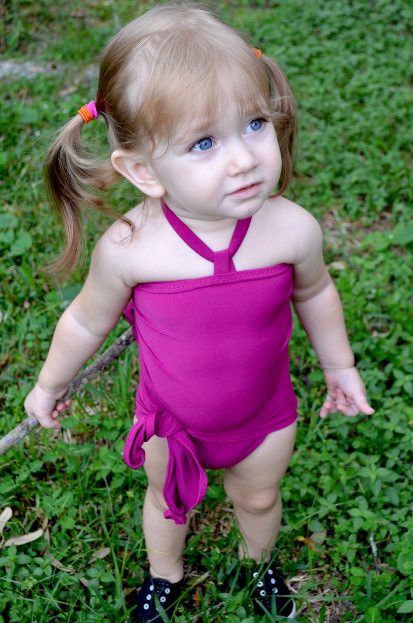 Girls Bathing Suit Fuchsia Wrap Around Swimsuit Toddler Girls Etsy