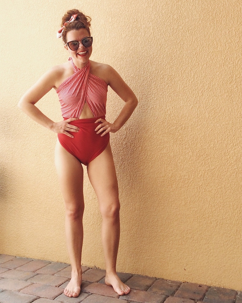 women's gingham bathing suit