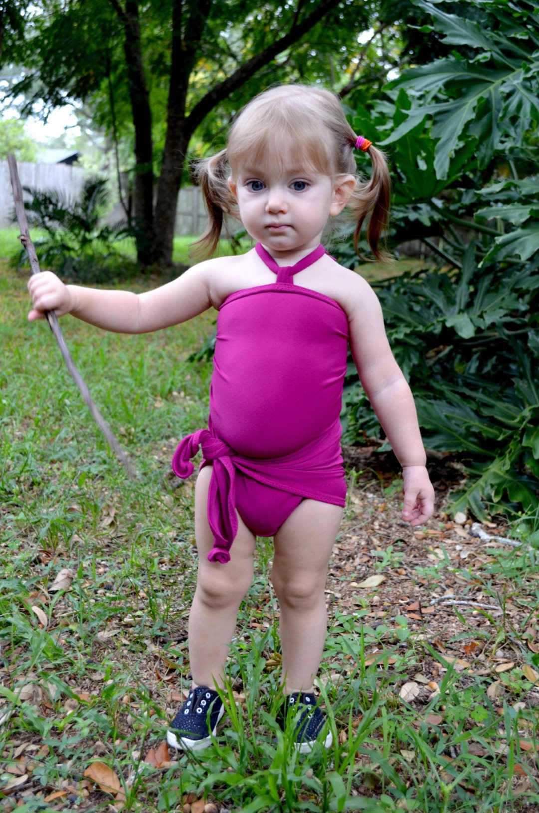 Girls Bathing Suit Fuchsia Wrap Around Swimsuit Toddler Girls - Etsy