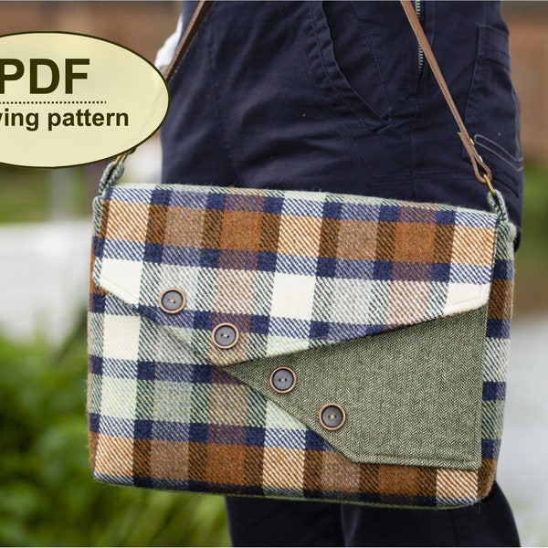 Messenger Bag Pattern, PDF Vintage Style Sewing Tutorial, Purse Pattern, Retro DIY Craft, Crossbody bag pattern, Instant download, Bag PDF