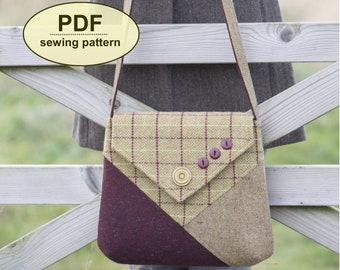 Messenger Bag SEWING PATTERN, PDF retro style Sewing Tutorial, Purse Pattern, Instant download, Crossbody bag pattern, Marsham Messenger Bag