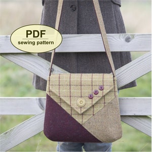 Messenger Bag SEWING PATTERN, PDF retro style Sewing Tutorial, Purse Pattern, Instant download, Crossbody bag pattern, Marsham Messenger Bag