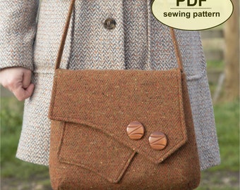 Messenger Bag SEWING PATTERN, instant download, Gunton Messenger Bag pdf, retro style purse pattern, easy bag pdf pattern, Charlie's Aunt