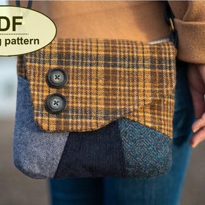 Kleine Messenger-Stil PDF NÄHMUSTER , pdf-Download, Vorlagen in voller Größe, Retro-Stil Tasche pdf, Walberswick kleine Cross-Body Bag Schnittmuster