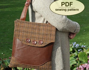 Book Bag SEWING PATTERN, retro style Rural Correspondent Bag, pdf pattern, instant download, library bag, instructions and templates