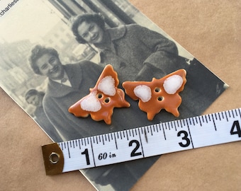 TWO vintage ceramic buttons in the shape of a butterfly approx. 35mm by 23mm, dating back to the 1990s