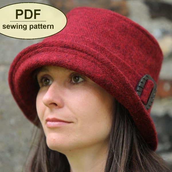 Modèle de couture de chapeau, fichier numérique, chapeau style cloche, pdf chapeau rétro pour femmes, modèle de téléchargement immédiat pour faire le chapeau cloche Chelsworth