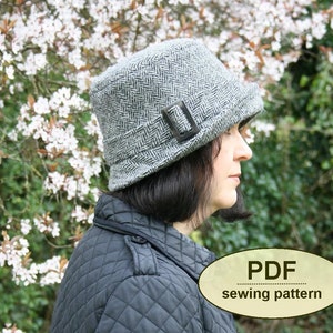 Hat SEWING PATTERN, Digital File, Cloche style hat, Retro women's hat pdf, instant download pattern to make the Chelsworth Cloche Hat image 3