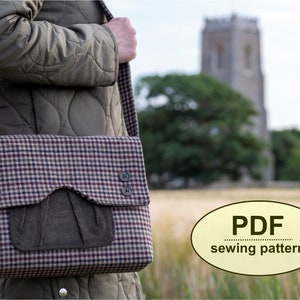 Modèle de sac messager, tutoriel de couture PDF de style vintage, modèle de sac à main, bricolage rétro, téléchargement immédiat, modèle de sac à bandoulière
