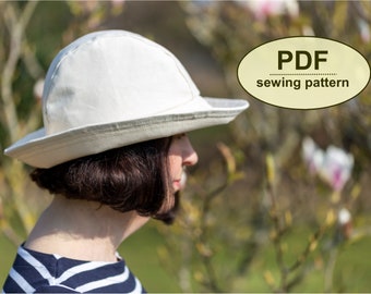 Practical Hat SEWING PATTERN, retro style Beckhythe Hat pdf, instant download, three sizes included, sun hat PDF, rain hat sewing pattern,