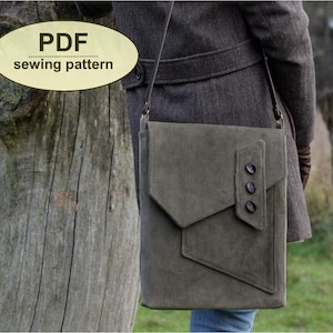 Cross body bag SEWING PATTERN, instant download, retro styled Morston Quay Messenger Bag pdf, unisex bag pattern, iPad sized bag pdf image 3
