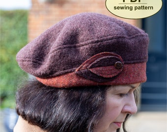 Beret SEWING PATTERN, Digital File, Retro Style Beret hat, instant download, Lavenham Beret Sewing Pattern, three sizes included