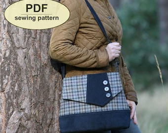 Sewing pattern to make the Attleborough Messenger Bag - PDF pattern INSTANT DOWNLOAD, two sizes included