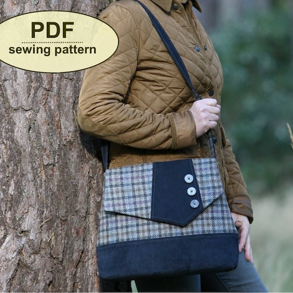 Sewing pattern to make the Attleborough Messenger Bag - PDF pattern INSTANT DOWNLOAD, two sizes included