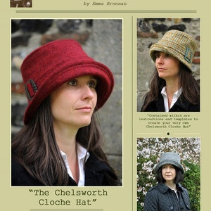 Hat SEWING PATTERN, Digital File, Cloche style hat, Retro women's hat pdf, instant download pattern to make the Chelsworth Cloche Hat image 5