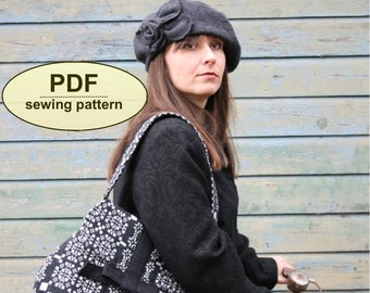 Beret PDF Sewing Pattern, Vintage Style Hat Sewing Tutorial, Retro Hat Pattern, 1940s inspired beret to sew, DIY Craft, Instant Download