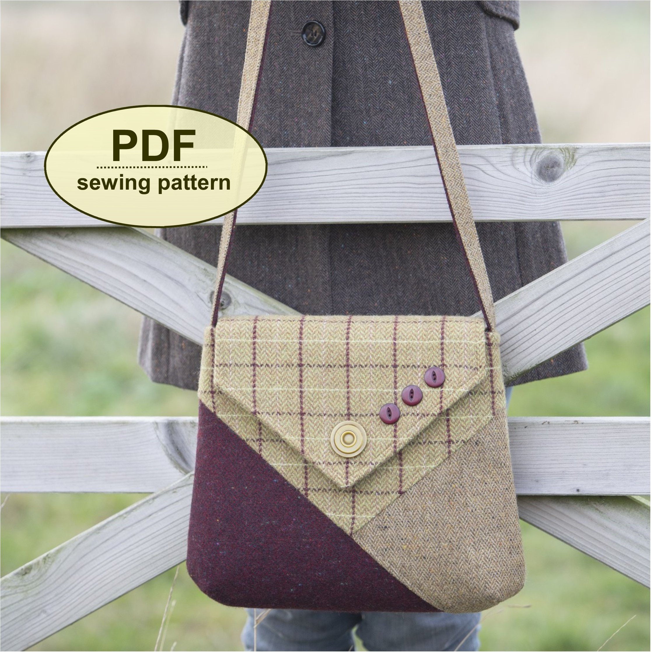 PDF SEWING PATTERN Weatherly Crossbody Bag Zipper Pockets 